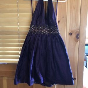 Eggplant Milly halter sparkle party dress